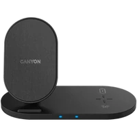Kép 1/4 - CANYON WS-202  univerzális vezeték nélküli töltő adapter * fekete  2-in-1 15W(Qi)
