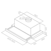 Kép 2/2 - TURBOAIR  TT14  LX/GR/VT/A/60   páraelszívó  60cm  teleszkópos