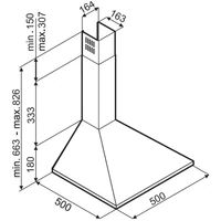 Kép 3/3 - SELEX SK 50 B beépíthető kürtös páraelszívó *50 cm* 380m3/h* fekete