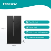 Kép 2/5 - HISENSE RS670N4BF3 side by side hűtőszekrény * 90cm fekete