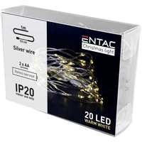 Kép 1/2 - ENTAC ECL-S20WW karácsonyi beltéri elemes drótfüzér 20 LED WW 1,1m (2XAA )