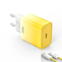 Kép 3/3 - XO  fali töltő CE18 PD 30W 1x USB-C sárgafehér + kábel USB-C - Lightning
