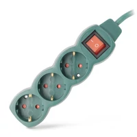 Kép 1/2 - ENTAC ESE1.5G3-1,5-SW-G elosztó * 3 foglalat kapcsolóval 1,5m zöld