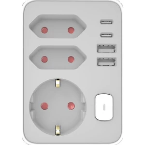 TECHNIK TPA33 Professional fali elosztó  » 3 utas + 2 x USB-C + 2 x USB-A + kapcsoló