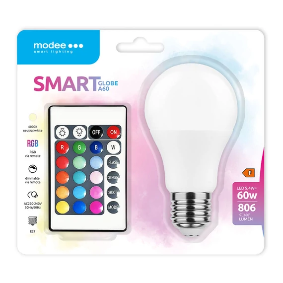 MODEE MSL-G9,4WE27RGB-R SMART LED gömb izzó A60 9,4W E27