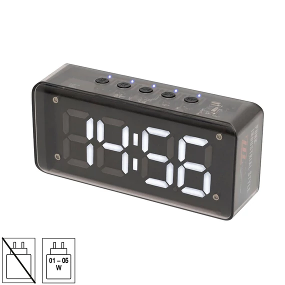 HOME MECHACLOCK  LED kijelző rádiós ébresztő óra » FM, BT micro SD,USB-C-15óra