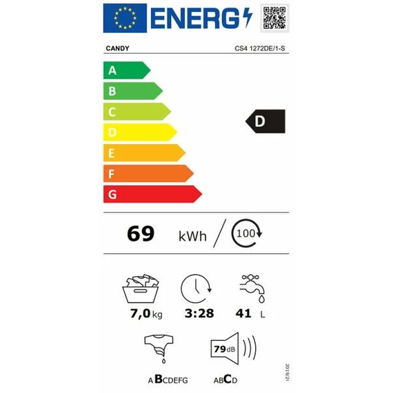 CANDY CS41272DE1S elöltöltős mosógép 7kg/1200rpm