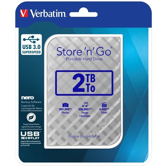 VERBATIM 53198 Store `n` Go 2,5" 2TB USB 3.0 külső winchester