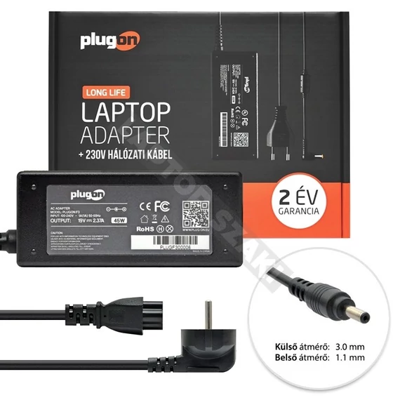 ACER A18-045N2A 3.0 1.1mm 19V 2.37A laptop töltő PO