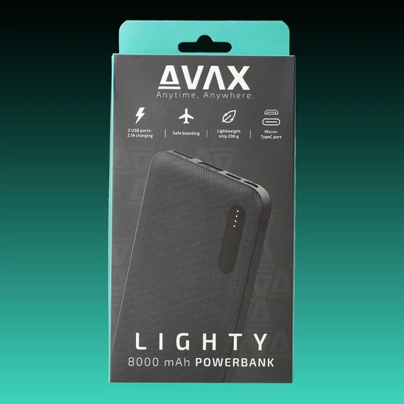 AVAX PB103B LIGHTY 8.000mAh USB-C powerbank* fekete