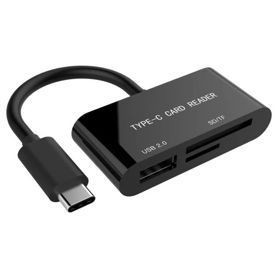 GEMBIRD   UHB-CR3-02  USB-C SD/microSD kártyaolvasó fekete