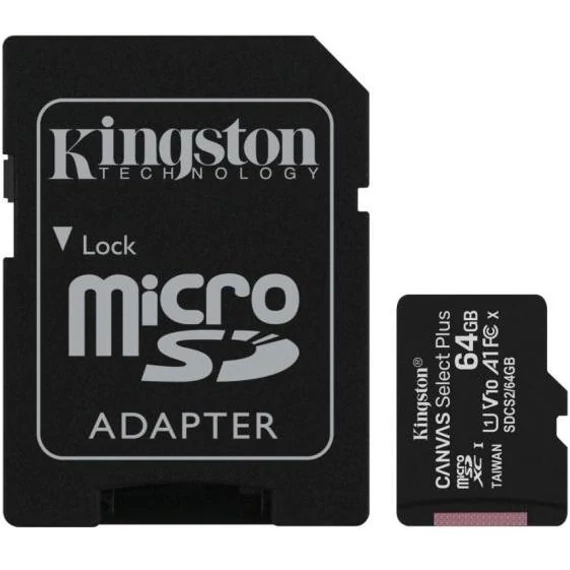 KINGSTON 64GB Micro SD memóriakártya + adapter