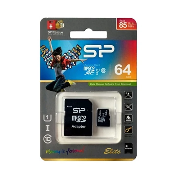 SILICON POWER 64GB MicroSDXC memóriakártya + adap.