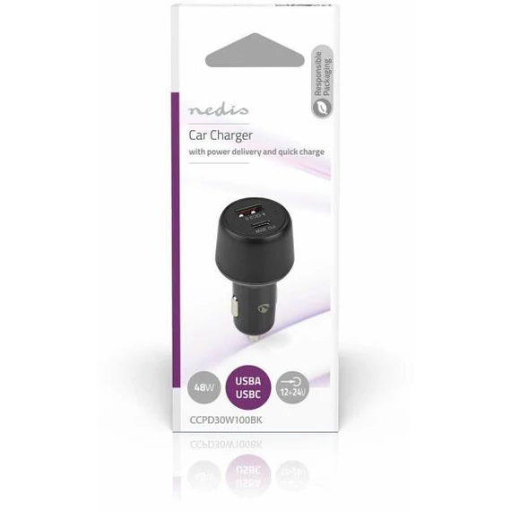 NEDIS CCPD30W100BK PD30W USB-C/USB autós töltő