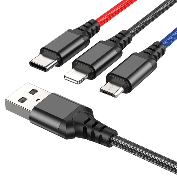 HOCO X76 Lightning - Type-C - Micro USB kábel
