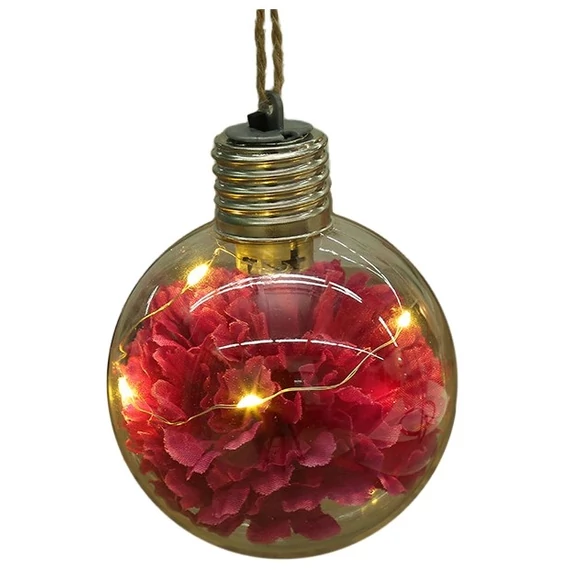 ARTEZAN ACMLFB8-DR-1 karácsonyfadísz mini LED virág gömb 8cm