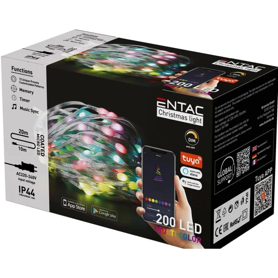 ENTAC ECL-M200-TY-MC karácsonyi LED füzér IP44 MC Tuya APP