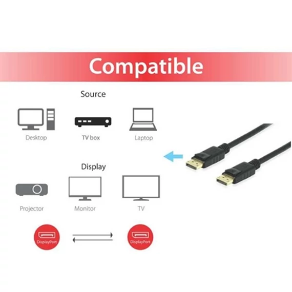 EQUIP DisplayPort 1.4 2m 8K/60Hz összekötő kábel