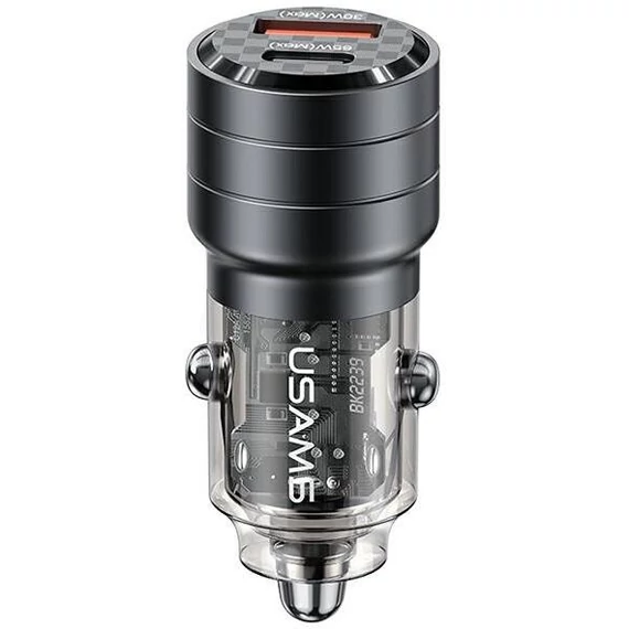 USAMS  CC176 C36 USB+USB-C 95W szivargyújtós töltő