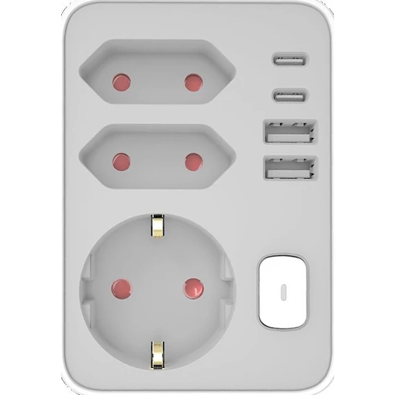 TECHNIK TPA33 Professional fali elosztó  » 3 utas + 2 x USB-C + 2 x USB-A + kapcsoló