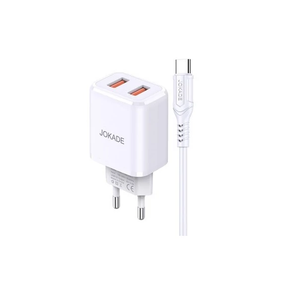 JOKADE JB026 dupla hálózati töltő 3A + USB-C kábel