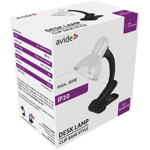 AVIDE ABDL-CLIP-W-60W Basic asztali lámpa » 60W