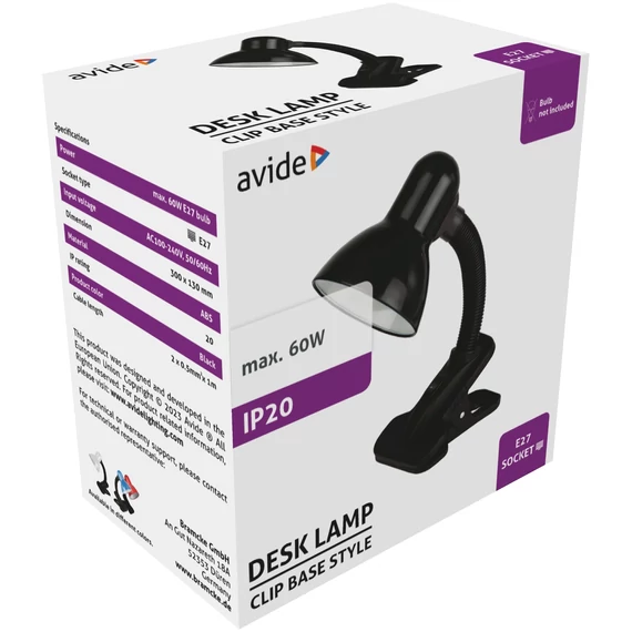 AVIDE ABDLCLIPB60 Basic asztali lámpa csíptethető » 60W
