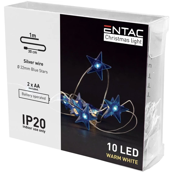 ENTAC ECL-BS10WW karácsonyi beltéri füzér kék csillag