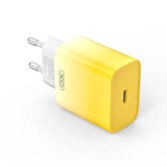 XO  fali töltő CE18 PD 30W 1x USB-C sárgafehér + kábel USB-C - Lightning