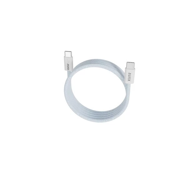 AVAX CB610LB MAGNETY 100W USB C mágneses gyorstöltő kábel, fonott 1m, világoskék