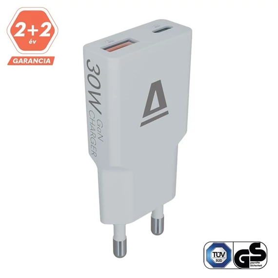 AVAX CH641W NANO SLIM 30W töltő adapter USB-C (PD3.0)+USB-A (QC3.0) világoskék