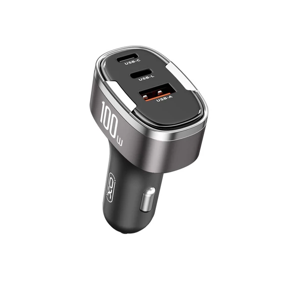 XO  CC61  autós töltő *1 100W 1xUSB 1xUSB-C szürke