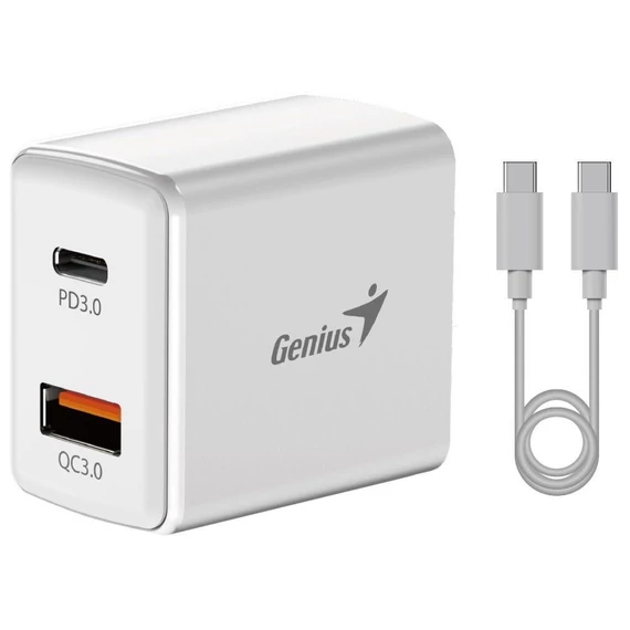 GENIUS PD-20ACP  fehér hálózati adapter + kábel * 20W USB/Type-C