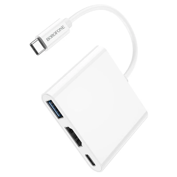 BOROFONE DH4 USB-C - USB3.0 + HDMI átalakító laptop USB-C hosszabbítóhoz