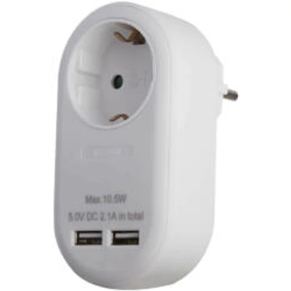 ENTAC EPAG-1EE-2USB-W hálózati adapter * 2 USB és 1 földelt aljzattal  fehér