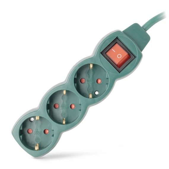 ENTAC ESE1.5G3-1,5-SW-G elosztó * 3 foglalat kapcsolóval 1,5m zöld