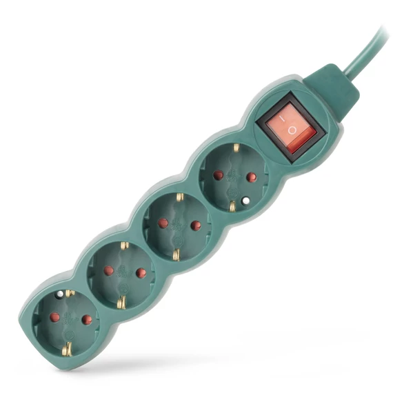 ENTAC  ESE1.5G4-3-SW-G  S1 elosztó *  4 foglalat kapcsolóval 3m  zöld