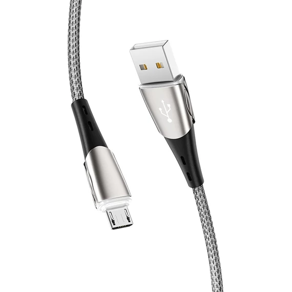 BOROFONE világítós Lightning kábel 2,4A 1,2m ezüst
