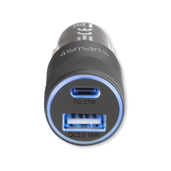 4SMARTS Rapid Type-C + USB 27W autós gyorstöltő