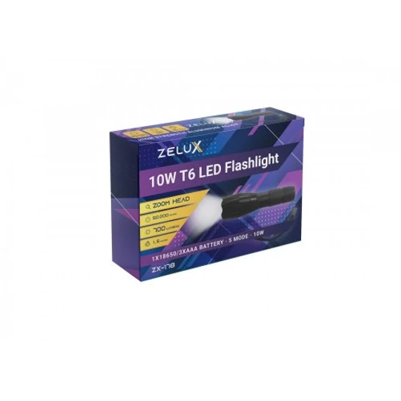 ZELUX Led Akkumulátoros elemlámpa Zoom 10W