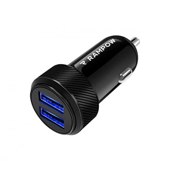 RAMPOW autós töltő adapter 2XUSB /24W fekete