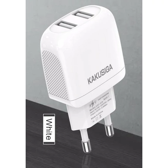 KAKUSIGA USB adapter dual port gyorstöltő fehér