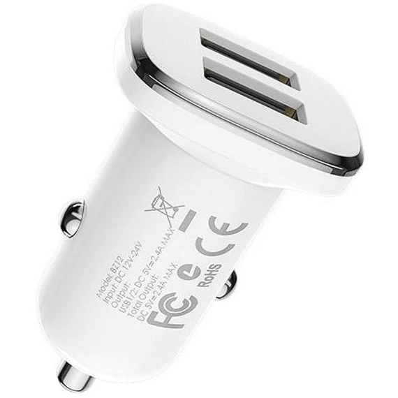 BOROFONE autós USB töltő 2,4A fehér