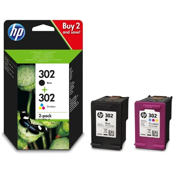 HP X4D37AE 302 tri-color és fekete tintapatron cs.