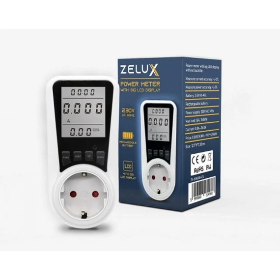 ZELUX ZX-EMB05-EU digitális fogyasztásmérő » LCD kijelzős