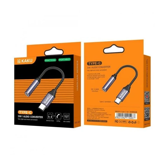 KAKU 2 in 1 audio converter Type-C- mini jack3,5