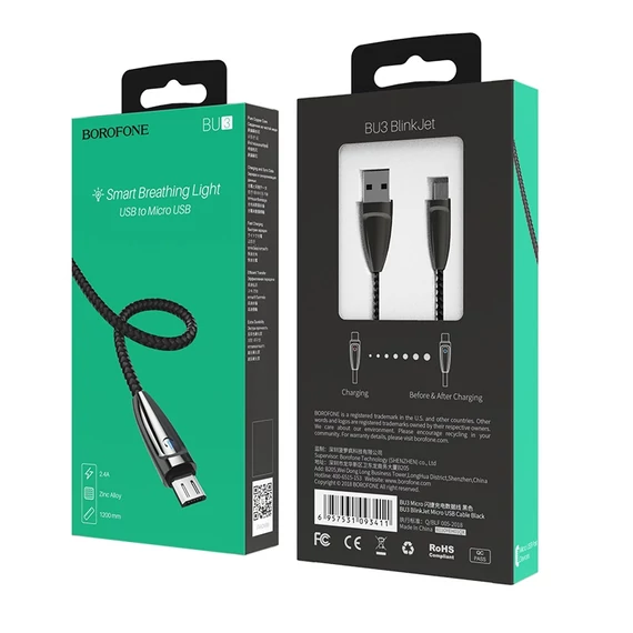 BOROFONE BU3 Blinkjet 2.4A / 1m micro USB kábel