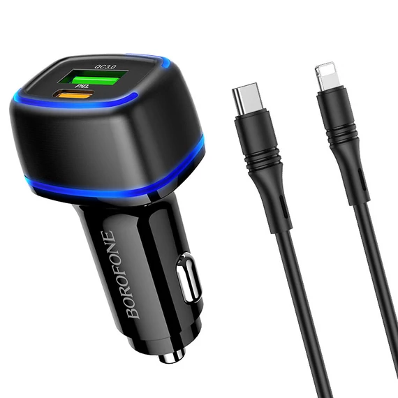 BOROFONE PD20W+QC3.0 + Lightning kábel autós töltő