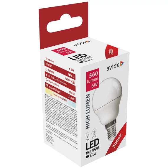 AVIDE LED Izzó 6W E14 3000K