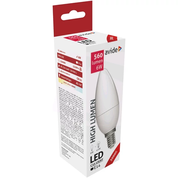 AVIDE ABC14WW6W-AP gyertya LED izzó » E14 3000K 6W